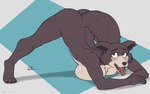 anthro ass_up breast_squish breasts butt female fur genitals jack-o'_pose nude open_mouth pose simple_background solo squish tail delta_dewitt beastars juno_(beastars) canid canine canis mammal wolf 16:10 digital_media_(artwork) hi_res widescreen