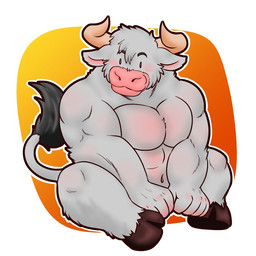 anthro chibi covering covering_crotch fur hooves horn male muscular muscular_male nude sitting smile solo white_body white_fur kosukerw european_mythology greek_mythology minotaur_hotel mythology asterion_(minotaur_hotel) bovid bovine cattle mammal minotaur 1:1