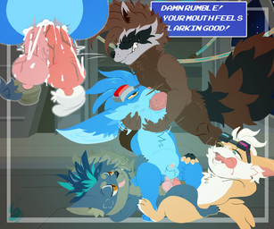 anal animal_genitalia balls double_penetration genitals group group_sex male mismatched_genitalia mismatched_penis oral orgy penetration penis sex sheath space bunzillaking dislyte guardians_of_the_galaxy league_of_legends lilith_games marvel mobile_legends riot_games tencent brewster_(dislyte) chip_(mlbb) rocket_raccoon rumble_(lol) canid canine canis domestic_dog mammal procyonid raccoon yordle 6:5 absurd_res hi_res