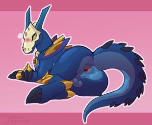anus balls big_butt blue_body blue_scales butt feral genitals gold_(metal) gold_jewelry horn jewelry male non-mammal_balls perineum presenting presenting_anus presenting_hindquarters scales simple_background solo tail weapon deeroni mythology terraria fan_character muramasa_(justamuramasa) animate_inanimate dragon living_weapon mythological_creature mythological_scalie scalie 2024 absurd_res hi_res signature