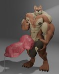 abs animal_genitalia animal_penis anthro areola ball_grab balls biceps big_balls big_penis bodily_fluids bodily_fluids_drip canine_genitalia canine_penis dripping erection genital_fluids genitals huge_balls huge_penis hyper hyper_genitalia hyper_penis knot looking_at_viewer male muscular muscular_anthro muscular_male nipple_fetish nipple_pinch nipple_play nipples nude pecs penis pinch precum precum_drip precum_string simple_background solo thick_penis watanno kaike canid canine canis domestic_dog mammal 3d_(artwork) digital_media_(artwork) hi_res