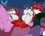 4_toes anthro big_feet bodily_fluids claws duo feet foot_fetish foot_focus foot_lick foot_play licking male saliva saliva_on_foot smelly smelly_feet sweat sweaty_feet toe_claws toes tongue bnuuyman charles_the_stray_kitty sugar_(enhancedsugar) domestic_cat felid feline felis mammal hi_res