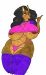 anthro areola areola_slip beckoning big_breasts breasts camel_toe cross cross_necklace female gesture huge_breasts jewelry mature_anthro mature_female necklace nipple_outline nipples simple_background solo white_background jazzycard laverne_(sssonic2) canid canine canis domestic_dog mammal hi_res traditional_media_(artwork)