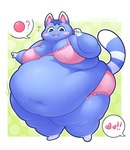 anthro belly belly_jiggle belly_overhang big_belly big_breasts bodily_fluids bra breasts clothing deep_navel double_chin embarrassed fat_rolls female heart_symbol huge_belly huge_breasts huge_thighs jiggling love_handles morbidly_obese morbidly_obese_anthro morbidly_obese_female navel obese obese_anthro obese_female overweight overweight_anthro overweight_female panties simple_background solo sphere stretch_marks sweat thick_thighs underwear robirobi animal_crossing nintendo rosie_(animal_crossing) domestic_cat felid feline felis mammal colored digital_media_(artwork) hi_res shaded signature soft_shading