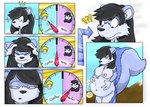 anthro areola biped black_hair bloated blue_body blue_eyes blue_fur blue_markings breasts countershade_face countershade_fur countershade_torso countershading directional_arrow eye_color_transformation female fur hair hand_on_womb looking_at_self looking_down_at_self markings meter multicolored_body navel nipples nude open_mouth pregnant pregnant_anthro pregnant_female purple_eyes rapid_pregnancy skunk_tail solo standing surprise swelling tail takeover text transformation unbirthing vaginal vore white_body white_countershading fox0808 mammal mephitid skunk 2011 colored
