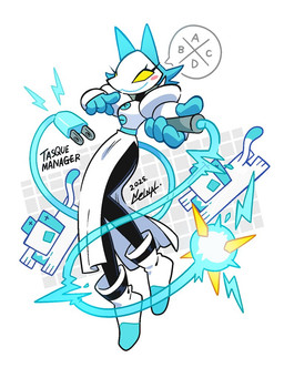 4_fingers anthro cord_tail electrical_plug_tail electroshock_weapon empty_eyes eyelashes female feral fingers floating_hands group holding_object holding_whip male simple_background trio weapon whip white_background yellow_sclera nelnal deltarune undertale_(series) tasque_manager darkner domestic_cat felid feline felis mammal tasque 2025 dated signature