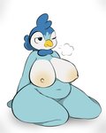 anthro anthrofied areola belly big_belly big_breasts big_butt breasts butt curvy_figure female looking_away navel nipples one_eye_closed overweight overweight_anthro overweight_female pouting simple_background sitting solo thick_thighs upset voluptuous white_background wide_hips plantedpot nintendo pokemon malinda_(plantedpot) avian bird generation_4_pokemon penguin piplup pokemon_(species) 4:5 absurd_res hi_res