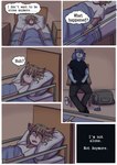 2016 anthro babystar bed biped blush comic detailed_background dialogue digital_media_(artwork) english_text eyes_closed felid female fur furniture gemma_polson hair hi_res lion lying lying_on_bed male mammal on_back on_bed open_mouth pantherine paul_grayson rodent sciurid sitting sleeping text tree_squirrel