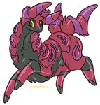 ambiguous_gender antennae_(anatomy) black_body black_fur feral fur simple_background solo white_background yellow_eyes princessnapped nintendo pokemon arthropod generation_5_pokemon pokemon_(species) scolipede hi_res