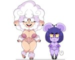 anthro big_breasts breasts duo female female/female pose gerdash lusin trizzie_(gerdash) bovid caprine mammal murid murine rat rodent sheep hi_res