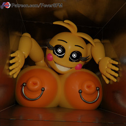 5_fingers areola beakless big_breasts black_sclera blush blush_stickers breasts eyebrows eyelashes female fingers glistening glistening_areola glistening_breasts glistening_nipples heart_eyes heart_symbol huge_breasts looking_at_viewer machine nipple_piercing nipple_ring nipples orange_areola orange_nipples piercing reflection ring_piercing solo teeth text yellow_body feversfm jams3d_(modeler) mipsmiyu_(modeler) five_nights_at_freddy's five_nights_at_freddy's_2 scottgames lovetaste_chica runaboo_chica toy_chica_(fnaf) animatronic avian bird galliform humanoid robot 1:1 2024 3d_(artwork) digital_media_(artwork) hi_res url