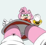 anthro clothed clothing dress duo extreme_size_difference female inside_clothing low-angle_view micro micro_in_clothes panties panty_shot red_clothing red_dress size_difference trapped_in_clothing underwear upskirt white_clothing white_panties white_underwear worm's-eye_view emmacat64 sega sonic_the_hedgehog_(series) amy_rose rouge_the_bat bat eulipotyphlan hedgehog mammal