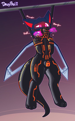 aphrodisiac aphrodisiac_breath aphrodisiac_gas aphrodisiac_mask arms_tied arms_together barcode bdsm bondage bound breath bulge chastity_bulge chastity_device cheek_tuft clothing drone dronesuit dronification facial_tuft gag gagged gas_mask hypnosis hypnotic_eyes latex latex_clothing latex_skinsuit lock_bulge lock_symbol male mask mind_control muffled muffled_moaning muffled_speech muzzle_gag nervous null_bulge panting restraints skinsuit solo spread_wings straitjacket suspension suspension_bondage tail tight_clothing tuft visor visor_helmet wearing_chastity_device wings davyboi aerocats shade(kiote) 5:8 absurd_res hi_res