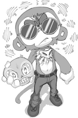 angry belt bone bottomwear clothing cosplay denim denim_bottomwear denim_clothing eyebrows eyewear footwear furrowed_eyebrows holding_object holding_skull jeans male michael_leroi pants parody shoes skull sneakers solo sunglasses thick_eyebrows goatboydraws bloons_tower_defense ninja_kiwi shadowman haplorhine mammal monkey primate 2024 hi_res monochrome