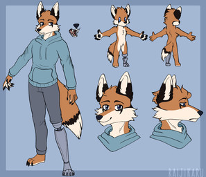 anthro belly chibi clothed clothing dipstick_tail fully_clothed fur male markings orange_body orange_fur simple_background solo tail tail_markings white_belly sirfluffalot! mikhel canid canine fox mammal headshot_portrait hi_res model_sheet portrait