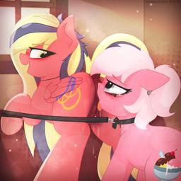 animal_genitalia animal_vulva anus bodily_fluids collar dominant dominant_female dripping dripping_vulva duo equine_anus equine_genitalia equine_vulva female female/female feral freckles genitals looking_at_another makeup musk nose_to_anus puffy_anus running_makeup sweat vulva parabellumpony hasbro my_little_pony fan_character gewehr_blueberry_(parabellumpony) sindy_silence equid equine horse mammal pony 1:1 absurd_res hi_res