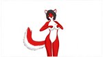 anthro black_hair breasts chest_tattoo female fur green_eyes hair hand_on_breast looking_at_viewer multicolored_body pose red_body red_fur simple_background solo tattoo two_tone_body white_body white_fur alfa_wolf10! flare_(alfa_wolf10!) flare_rains canid canine canis mammal red_wolf wolf 16:9 hi_res widescreen