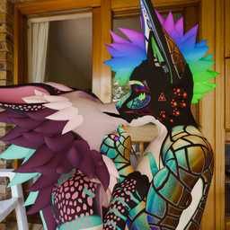 anthro colorful_body duo eyes_closed fur kiss_on_lips kissing male male/male peq42 mythology kasuni_basara kratzgui dragon furred_dragon furred_scalie mythological_creature mythological_scalie nardoragon scalie waggan 1:1 3d_(artwork) digital_media_(artwork) hi_res