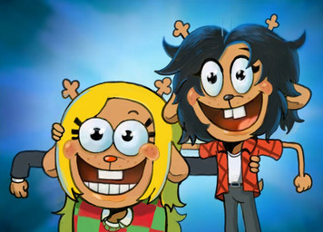 anthro antlers black_hair blonde_hair brown_body buckteeth clothed clothing duo eyelashes fan_designs female freckles hair horn open_mouth open_smile philtrum red_nose smile teeth there's_two_of_them?! iluvrabbitz third-party_edit deltarune nickelodeon spongebob_squarepants undertale_(series) dess_holiday noelle_holiday deer mammal new_world_deer reindeer screencap_edit sibling_(lore) sister_(lore) sisters_(lore)