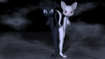 anthro black_body black_fur blue_eyes breasts butt duo ear_piercing female female/female fur looking_at_viewer male nipples nude piercing red_eyes standing tail white_body white_fur young destiny_blackmoon destiny_(character) kittie felid mammal 16:9 3d_(artwork) digital_media_(artwork) widescreen incest_(lore) sibling_(lore) sister_(lore) sisters_(lore)