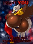 5_fingers anthro beak big_breasts big_butt biped breasts butt clothing eyebrows eyelashes feet female fingers holidays huge_breasts legwear open_beak open_mouth outside solo text toes conditional_dnp suirano 4th_of_july i_want_you american_eagle liberty_(suirano) accipitrid accipitriform avian bald_eagle bird eagle sea_eagle 2024 digital_media_(artwork) english_text hi_res