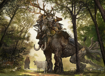 22_heads ambiguous_gender antlers backlighting brown_body brown_fur dark_body detailed_background female feral forest fur grass group horn light macro multi_head multi_tail nature outside plant quadruped tail tree tusks what where_is_your_god_now white_body vincent_proce hasbro magic:_the_gathering wizards_of_the_coast accipitrid accipitriform anteater ape avian bald_eagle bear bird bovid bovine canid canine canis cattle chimera deer eagle equid equine felid gorilla haplorhine horse hybrid hyena lagomorph leporid lion mammal monkey monster owl pantherine pilosan primate rabbit reptile scalie sea_eagle snake suid suine sus_(pig) wild_boar wolf xenarthran zebra lighting official_art restricted_palette