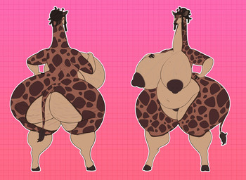 anthro areola big_breasts big_butt breasts brown_areola brown_body brown_eyes brown_hair brown_nipples brown_vulva butt cellulite cloven_hooves dreadlocks eyelashes female female_anthro front_view genitals hair hand_on_hip hand_on_own_breast hand_on_own_hip hooves horn huge_breasts huge_butt huge_hips huge_thighs long_neck looking_at_viewer nipples nude nude_anthro nude_female ossicone puffy_areola rear_view solo tail tan_body thick_thighs unguligrade vein veiny_breasts vulva wide_hips vintagart imani_(noeticred) giraffe giraffid mammal hi_res model_sheet