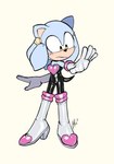 anthro blue_body blue_fur blush blush_lines boots clothing cosplay female footwear fur gloves handwear high_heeled_boots high_heels narrow_hips shoes simple_background solo thin_calves thin_legs thin_thighs tight_clothing white_background lettuce_(artist) sega sonic_the_hedgehog_(series) fan_character honeydew_(lettuce) rouge_the_bat eulipotyphlan hedgehog mammal 2022 absurd_res hi_res