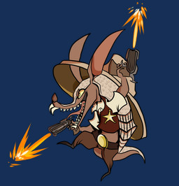 anthro belt brown_body buckteeth clothing cowboy_hat evil_face fangs footwear gun gunslinger hat headgear headwear holding_gun holding_object holding_ranged_weapon holding_weapon long_ears male open_mouth open_smile ranged_weapon scales sharp_teeth sheriff sheriff_star shirt shooting_gun smile solo tail tan_body tan_scales teeth tongue topwear vest weapon western wild_west yellow_sclera scooterfruits sly_cooper_(series) sony_corporation sony_interactive_entertainment sucker_punch_productions toothpick_(sly_cooper) armadillo mammal xenarthran 2018 alpha_channel hi_res