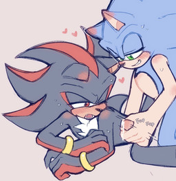anthro blush bodily_fluids cum duo ear_blush genital_fluids genitals glans handjob holding_penis leaking_cum lying male male/male narrowed_eyes on_side one_eye_closed open_mouth penile penis sex smile chaotixshiro sega sonic_the_hedgehog_(series) shadow_the_hedgehog sonic_the_hedgehog eulipotyphlan hedgehog mammal 2023 digital_media_(artwork)