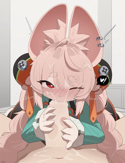 anthro biped bodily_fluids breasts clothed clothed/nude clothed_female clothing cum detailed_background duo eyelashes fellatio female female_on_human female_penetrated first_person_view front_view genital_fluids genitals human_on_anthro human_pov interspecies larger_human larger_male loli male male/female male_on_anthro male_penetrating male_pov nude nude_male offscreen_male oral penetration penile penis pupils sex size_difference smaller_anthro smaller_female young homuro mihoyo zenless_zone_zero zhao_(zenless_zone_zero) human lagomorph leporid mammal rabbit hi_res adult_(lore)