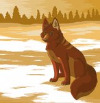 ambiguous_gender brown_eyes claws detailed_background digitigrade eyebrows feral fur grey_nose grey_pawpads head_tuft inner_ear_fluff orange_body orange_fur pawpads paws plant red_body red_fur sitting sky snout solo tail tree tuft white_claws yellow_inner_ear_fluff yellow_sclera sebdoggo aj_(ajbob) canid canine canis fox hybrid mammal wolf 2011 aliasing cel_shading digital_drawing_(artwork) digital_media_(artwork) microsoft_paint_(artwork) orange_theme shaded male_(lore)