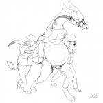 angry anthro belly big_belly clothed clothing fully_clothed group simple_background tail vore white_background longlevy mythology levy_(longlevy) canid canine canis domestic_dog dragon mammal mythological_creature mythological_scalie scalie 1:1 2016 digital_media_(artwork) line_art monochrome sketch