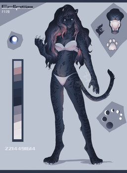 anthro bra clothing female hair solo standing tail thin_tail underwear white_eyes kagami_jera felid feline jaguar mammal pantherine absurd_res hi_res model_sheet