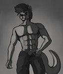 abs anthro clothed clothing male muscular muscular_anthro muscular_male solo topless topless_anthro topless_male marsminer gigachad keith_(marsminer) mammal mustelid otter hi_res meme monochrome