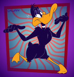 3_toes 4_fingers abstract_background anthro arm_tuft athletic athletic_anthro athletic_male beak bent_leg black_body black_eyes black_feathers chest_tuft feathers feet fingers glance grin grinning_at_viewer half-closed_eyes head_tuft humanoid_hands humanoid_heel lines_drawn looking_aside looking_aside_at_viewer looking_at_viewer male markings membrane_(anatomy) narrowed_eyes neck_markings nude on_one_leg orange_beak orange_bill orange_legs pecs plantigrade pose raised_heel scut_tail short_tail shoulder_tuft slim slim_anthro slim_male smile smiling_at_viewer smirk smirking_at_viewer smug smug_expression smug_eyes smug_face smug_grin solo standing standing_on_toes tail tasteful_nudity tiptoes toes toony tuft webbed_feet white_sclera wide_hipped_anthro wide_hipped_male wide_hips gavanzude looney_tunes warner_brothers daffy_duck anatid anseriform avian bird duck 2026 alternate_version_at_paywall colored digital_drawing_(artwork) digital_media_(artwork) flat_colors hi_res pinup signature