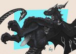 animal_genitalia anthro black_body black_claws black_horn black_membrane black_penis black_scales bodily_fluids claws cum erection genital_fluids genital_slit genitals glowing glowing_body glowing_genitalia glowing_penis horn knot male membrane_(anatomy) membranous_wings penis scales solo tapering_penis ventral_scales white_penis wings negy mythology zathir dragon mythological_creature mythological_scalie scalie hi_res