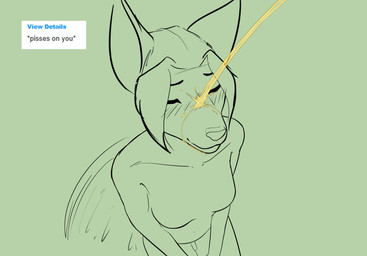 anthro blush bodily_fluids breasts eyes_closed featureless_breasts female genital_fluids peeing peeing_on_another small_breasts solo tail tail_motion tailwag urine watersports volpek6 kay_volpe canid canine fox mammal absurd_res hi_res sketch
