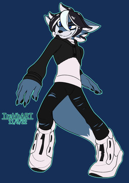 bottomwear claws clothing dice domino_mask eyemask eyewear facial_markings footwear head_markings hoodie male markings mask mask_(marking) pants paws shoes topwear torn_bottomwear torn_clothing torn_pants trevhart nintendo splatoon canid canine canis cephalopod coleoid decapodiform hybrid mammal marine mollusk squid wolf colored digital_drawing_(artwork) digital_media_(artwork) flat_colors hi_res