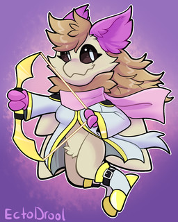 anthro bow_(weapon) brown_hair chibi female fur hair long_hair looking_at_viewer neck_tuft purple_background purple_ears ranged_weapon scarf simple_background smile smiling_at_viewer solo tan_body tan_fur tuft weapon wings ectodrool iridescence_(iridescentmoff) arthropod insect lepidopteran moth 2024 4:5 digital_drawing_(artwork) digital_media_(artwork) hi_res trans_(lore) trans_woman_(lore)