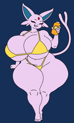 4_toes 5_fingers anthro barefoot big_breasts bikini breasts clothing curvy_figure feet female female_anthro fingers huge_breasts simple_background solo swimwear thick_thighs toes transparent_background two-piece_swimsuit voluptuous chudnari nintendo pokemon eeveelution espeon generation_1_pokemon generation_2_pokemon pokemon_(species) alpha_channel hi_res