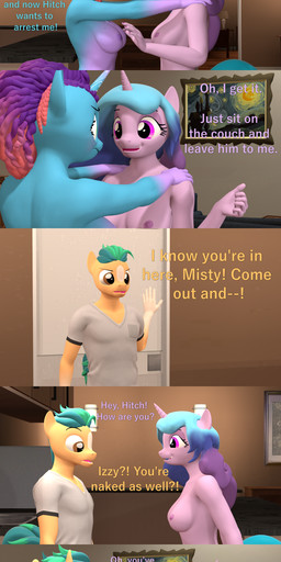 anthro breasts butt casual_nudity clothed clothed/nude clothing female freckled_chest freckles furniture group horn inside male nipples nude nude_anthro nudist sofa text trio papadragon69 hasbro mlp_g5 my_little_pony mythology hitch_trailblazer_(mlp) izzy_moonbow_(mlp) misty_brightdawn_(mlp) earth_pony equid equine horse mammal mythological_creature mythological_equine pony unicorn 3d_(artwork) absurd_res comic digital_media_(artwork) english_text hi_res long_image source_filmmaker_(artwork) tall_image