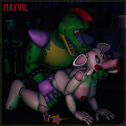 3_toes anthro anthro_on_anthro doggystyle dominant dominant_male feet female from_behind_position green_body green_skin lips machine male male/female mohawk muscular muscular_male red_eyes red_lips sex size_difference toes white_body yellow_eyes mayvil five_nights_at_freddy's five_nights_at_freddy's:_security_breach five_nights_at_freddy's_2 scottgames steel_wool_studios mangle_(fnaf) montgomery_gator alligator alligatorid animal_humanoid canid canine crocodile crocodilian fox humanoid mammal reptile reptile_humanoid robot scalie scalie_humanoid 1:1 2026 3d_(artwork) absurd_res digital_media_(artwork) hi_res