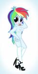 blue_body blue_skin breasts clothing equestria_girls female footwear full-length_portrait hair hasbro hi_res high_heels hisexpliciteditor human legwear looking_at_viewer mammal multicolored_hair my_little_pony nipples not_furry nude platform_footwear platform_heels portrait purple_eyes pyruvate rainbow_dash_(eg) rainbow_hair shoes simple_background solo stockings third-party_edit white_background