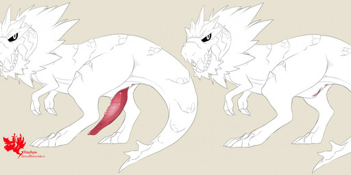 animal_genitalia anus big_penis erection female feral genital_slit genitals looking_at_viewer male penis presenting presenting_penis presenting_vulva simple_background solo vulva greasyhyena nintendo pokemon fossil_pokemon generation_6_pokemon pokemon_(species) scalie tyrantrum 2018 multiple_versions spot_color