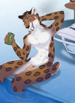 abs alcohol anthro athletic athletic_anthro athletic_male beverage beverage_can biped blue_eyes brown_body brown_fur chest_tuft drunk fangs flaccid fur genitals half-closed_eyes holding_object looking_at_viewer male multicolored_body multicolored_fur narrowed_eyes navel nude open_mouth outside pecs penis sabertooth_(anatomy) sitting smile solo spots substance_intoxication teeth tongue tuft two_tone_body two_tone_fur white_body white_fur kittentits felid mammal prehistoric_species saber-toothed_tiger 2015 digital_media_(artwork) hi_res