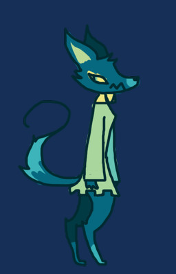 anthro blue_body blue_fur clothed clothed_female clothing dress female fur green_clothing green_dress simple_background solo transparent_background naircat canid canine domestic_cat felid feline felis fox hybrid mammal 2014 alpha_channel flat_colors sketch