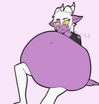 belly big_belly clothed clothing hair horn huge_belly hyper hyper_belly male male_pred not_furry open_mouth purple_body purple_skin simple_background size_difference solo topwear vore white_hair yellow_sclera rifykoh demon humanoid imp 2d_animation animated digital_media_(artwork) frame_by_frame loop short_playtime