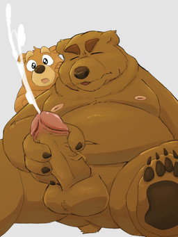 age_difference amazed anthro balls being_watched belly big_belly bodily_fluids cum cumshot duo ejaculation erection eyes_closed feet genital_fluids genitals humanoid_genitalia humanoid_penis kemono looking_at_another looking_pleasured male masturbation mature_anthro mature_male moobs navel nipples orgasm orgasm_face overweight overweight_male penile penile_masturbation penis penis_awe sitting young young_anthro 0ottotto0 bear mammal 2023 absurd_res hi_res