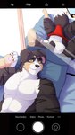 anthro bulge clothed clothing erection fur hair looking_at_viewer male muscular muscular_anthro muscular_male nude selfie smile solo tail text underwear vitaly4321 canid canine canis domestic_dog mammal absurd_res digital_media_(artwork) english_text hi_res